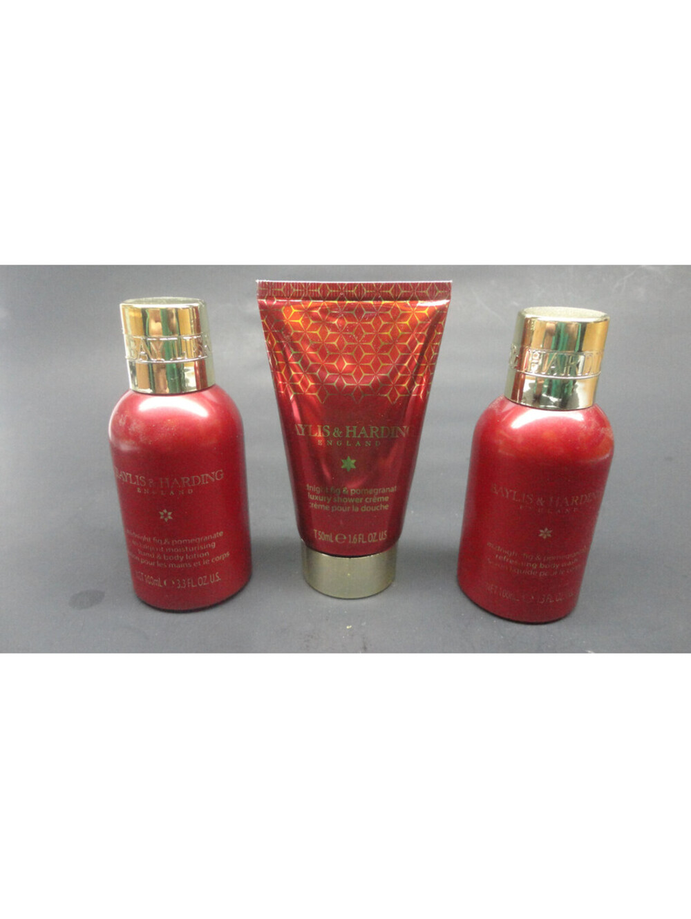 3 Pc. Shower Set Midnight Fig & PomeGranate Travel Size BAYLIS & HARDING  *READ*